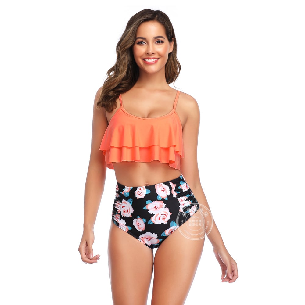 Printed Bikini Ladies Sexy Ruffle Swimsuit Image 1