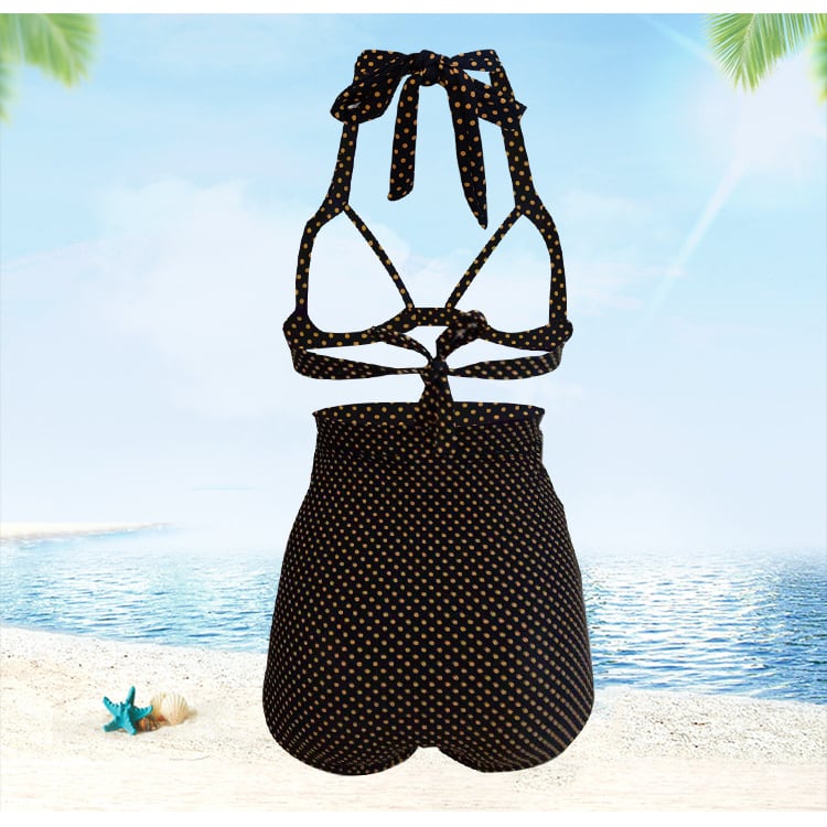 Female Bandage Bikini Wave Point Split Swimsuit Image 10