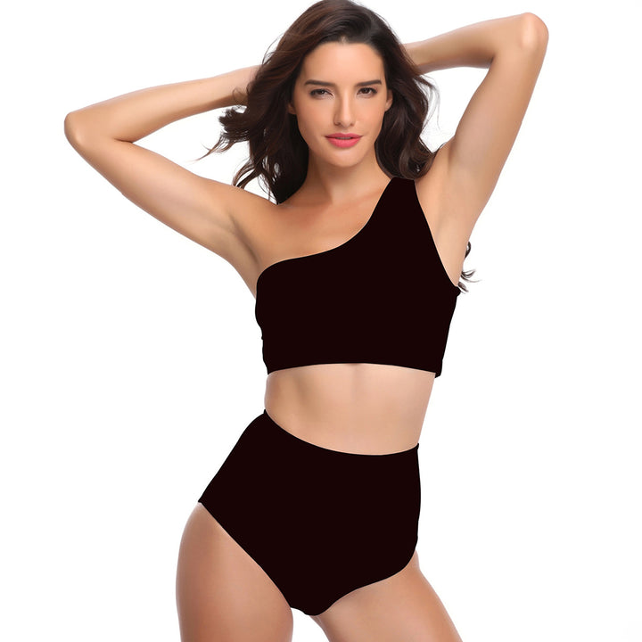 One-Shoulder Striped Split Swimsuit Women Image 4