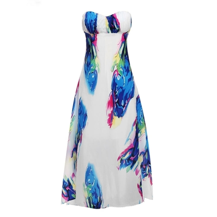 Womens Sleeveless Strapless Gathered Dress Image 4