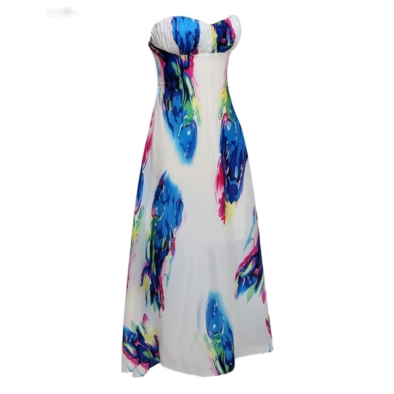 Womens Sleeveless Strapless Gathered Dress Image 4