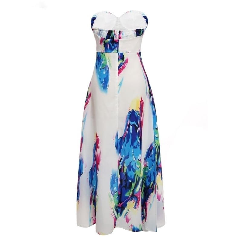 Womens Sleeveless Strapless Gathered Dress Image 6