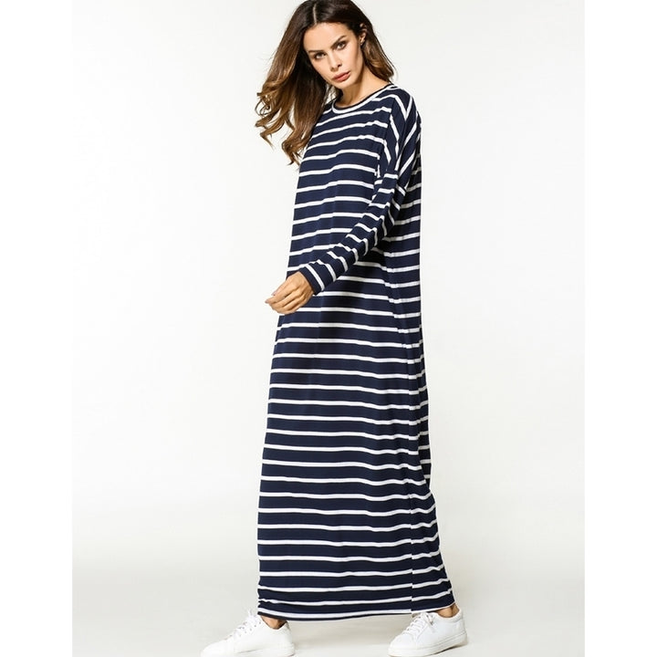 Womens Striped Bat Sleeve Maxi Dress Image 6