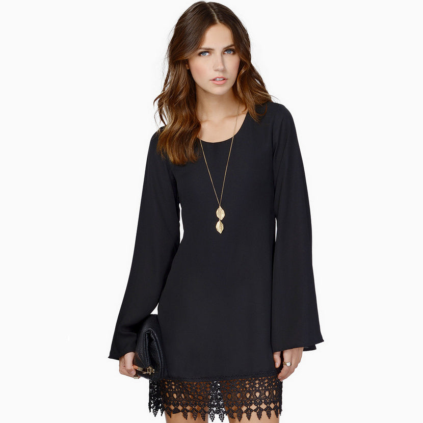 Dress Female Lace Chiffon Long Sleeve Image 4