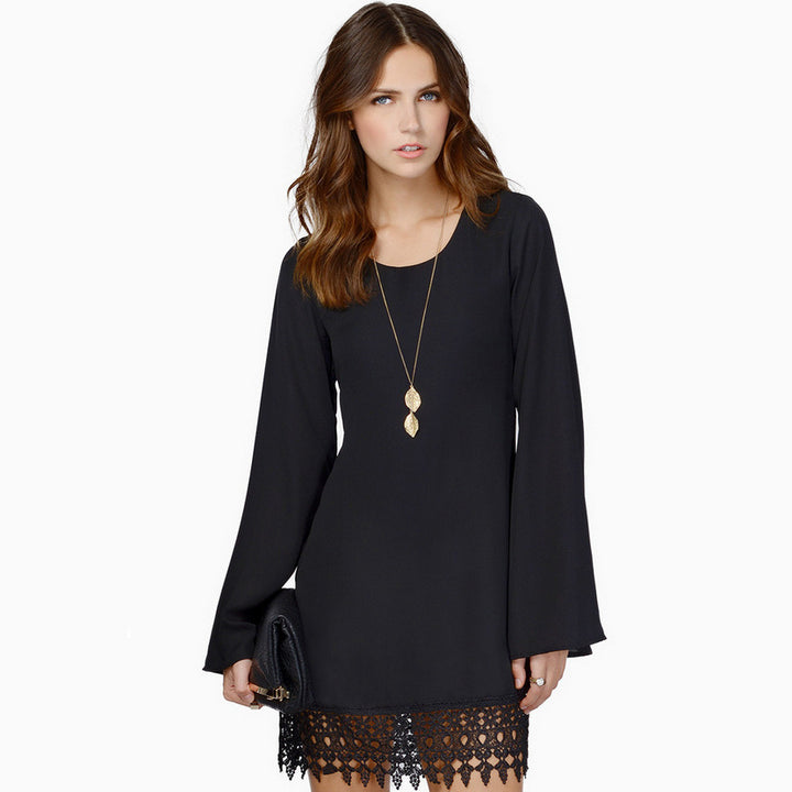 Dress Female Lace Chiffon Long Sleeve Image 4