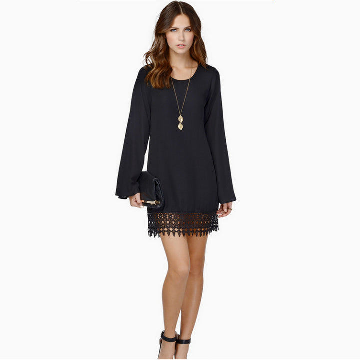 Dress Female Lace Chiffon Long Sleeve Image 4