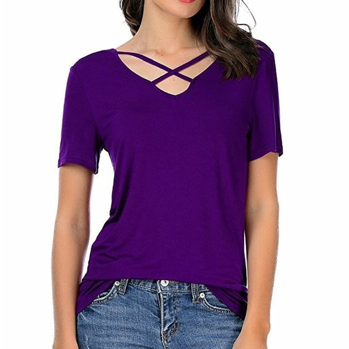 Womens T-Shirt Strap Cross 10 Colors Image 4