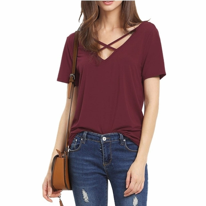 Womens T-Shirt Strap Cross 10 Colors Image 9