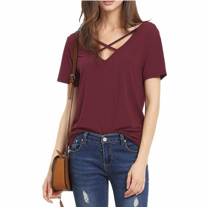 Womens T-Shirt Strap Cross 10 Colors Image 1