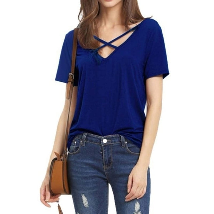 Womens T-Shirt Strap Cross 10 Colors Image 1