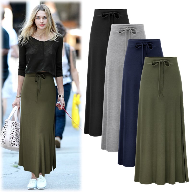 Womens High Waist Split Mid-Length Skirt Image 1