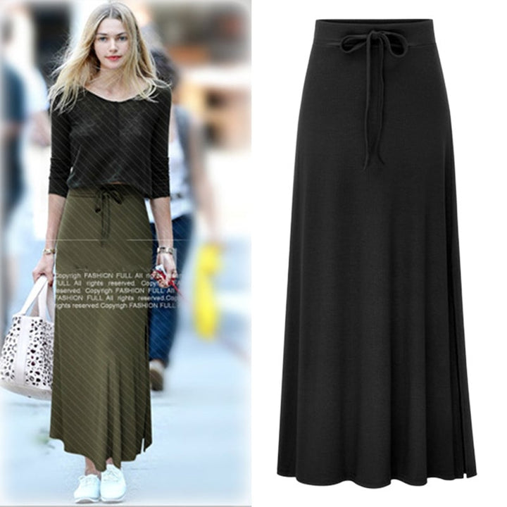 Womens High Waist Split Mid-Length Skirt Image 1