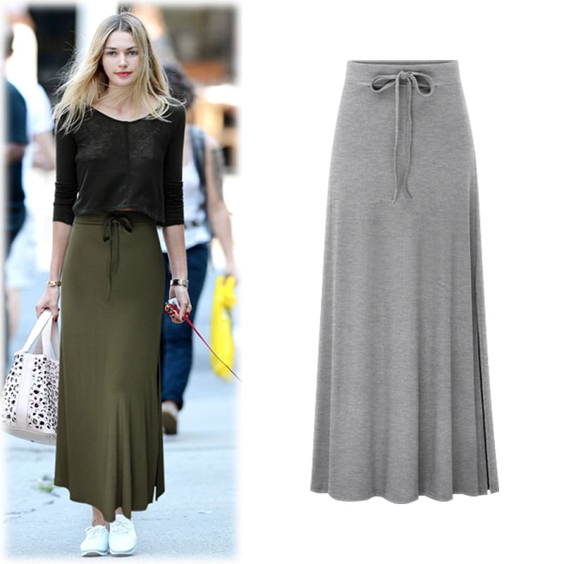 Womens High Waist Split Mid-Length Skirt Image 1