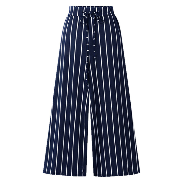 Womens Summer Striped Cropped Wide-Leg Pants Image 6