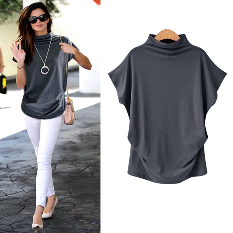 Short Sleeve Womens Plus Size Loose Tops Wild Image 1