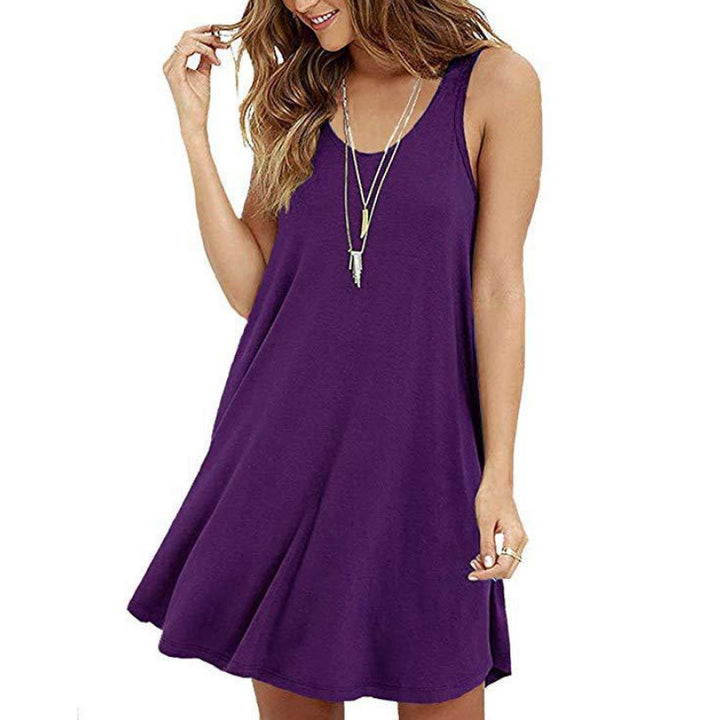 Womens Sleeveless Loose Pocket Vest Plus Size Dress Image 7