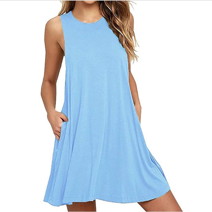 Womens Sleeveless Loose Pocket Vest Plus Size Dress Image 8