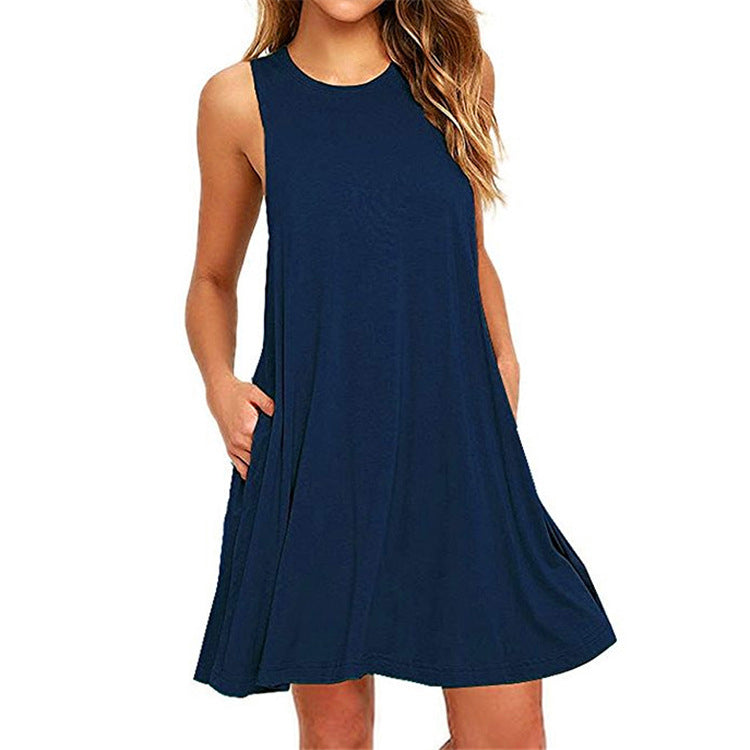 Womens Sleeveless Loose Pocket Vest Plus Size Dress Image 9