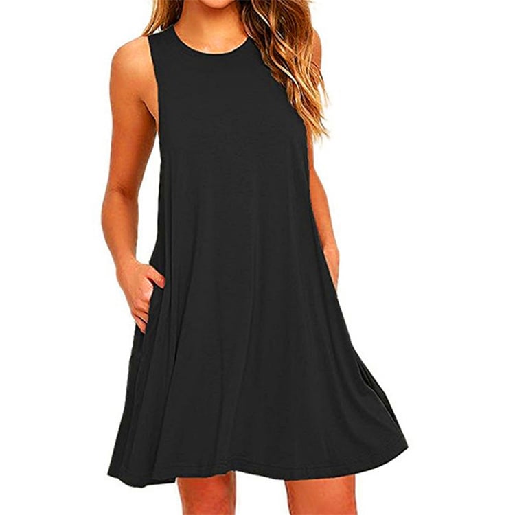 Womens Sleeveless Loose Pocket Vest Plus Size Dress Image 10