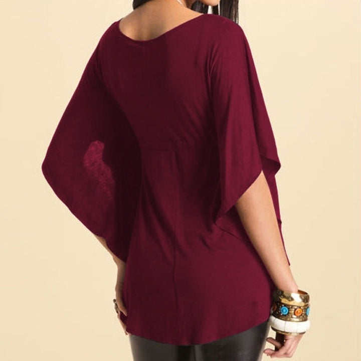 Loose V-Neck T-Shirt Large Sleeve Women Image 9