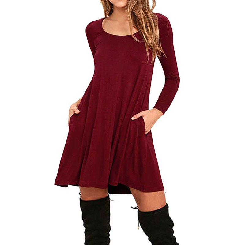 Long-Sleeved Plus Size Womens Loose Dress Image 3