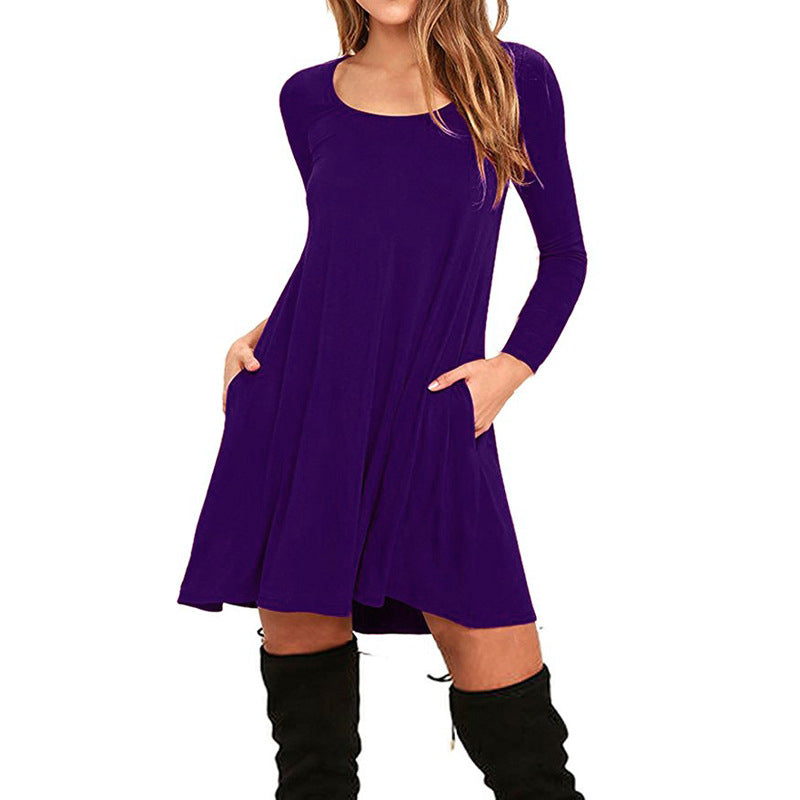 Long-Sleeved Plus Size Womens Loose Dress Image 4