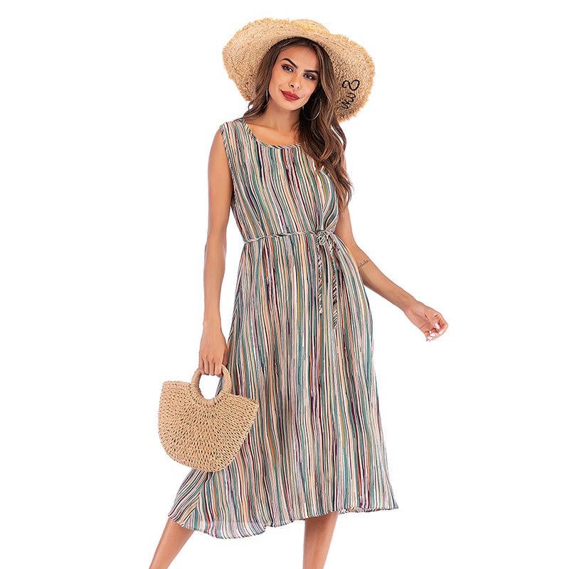 Dress V-Neck Chiffon Striped Camisole Summer Image 1