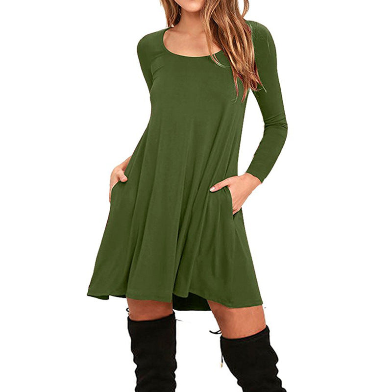 Long-Sleeved Plus Size Womens Loose Dress Image 11