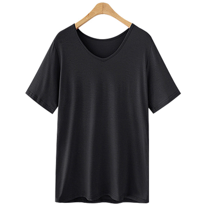 T-Shirt Women Short Sleeve Large Size Loose V-Neck Image 6