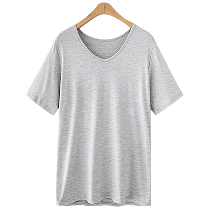 T-Shirt Women Short Sleeve Large Size Loose V-Neck Image 7