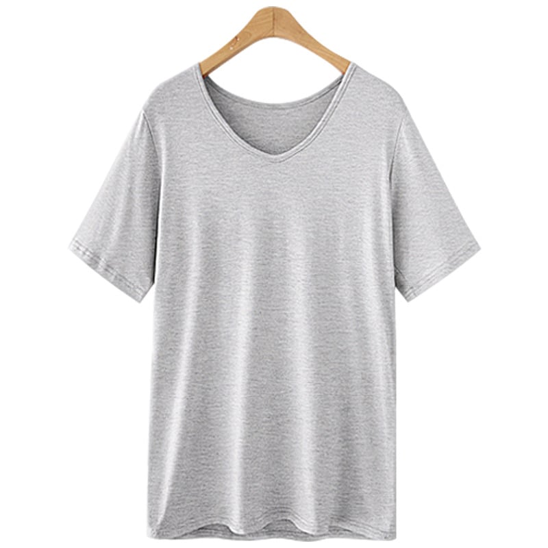 T-Shirt Women Short Sleeve Large Size Loose V-Neck Image 1