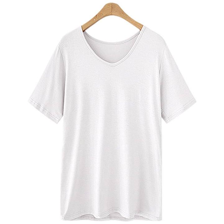 T-Shirt Women Short Sleeve Large Size Loose V-Neck Image 8