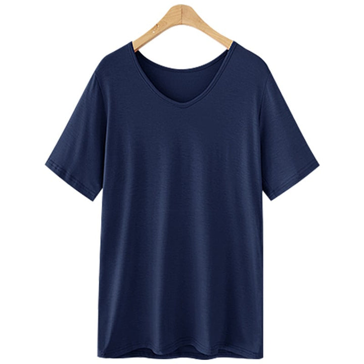 T-Shirt Women Short Sleeve Large Size Loose V-Neck Image 9