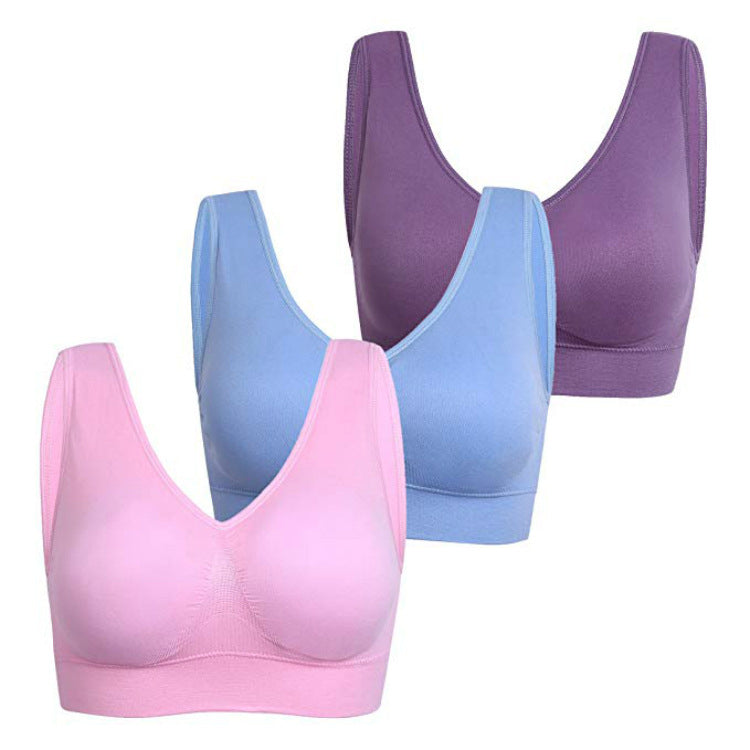 3Pcs Female Yoga Sports Bra With Removable Chest Pad Image 2