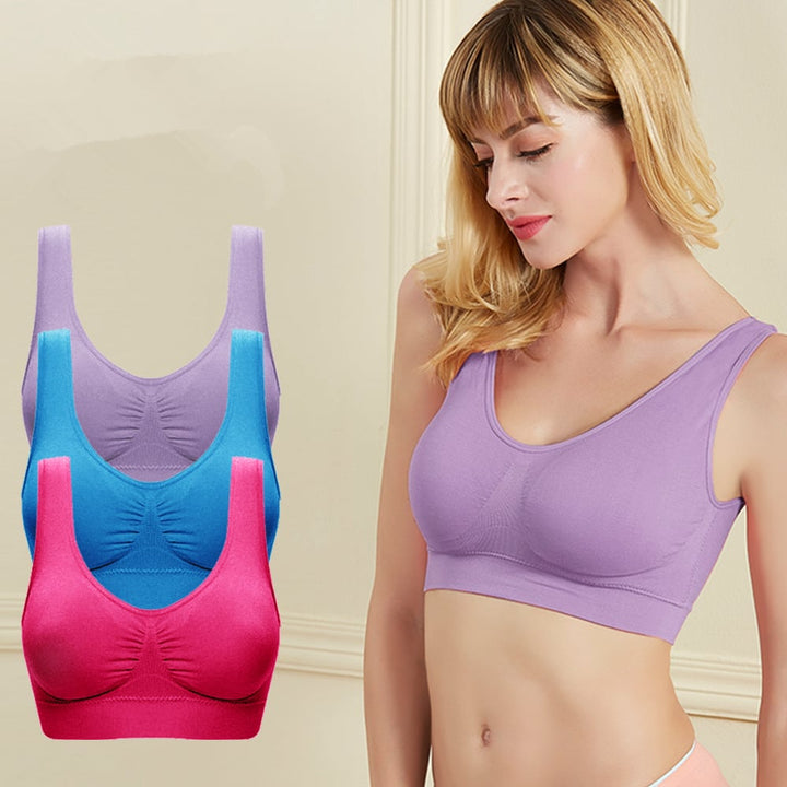 3Pcs Ms. Double Layer Sports Bra Large Size Image 1