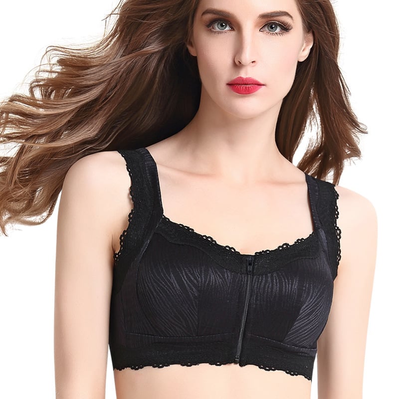 Womens Lace Bra With Front Zip Without Steel Ring Image 1