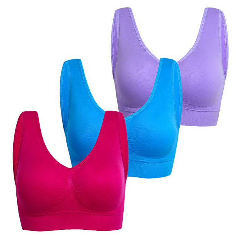 3Pcs Female Yoga Sports Bra With Removable Chest Pad Image 3