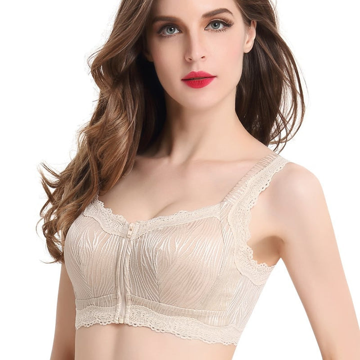 Womens Lace Bra With Front Zip Without Steel Ring Image 1