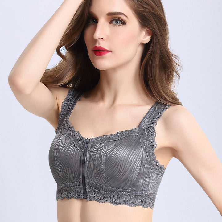 Womens Lace Bra With Front Zip Without Steel Ring Image 6