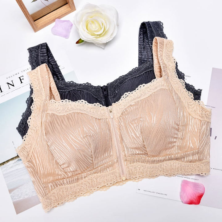 Womens Lace Bra With Front Zip Without Steel Ring Image 7