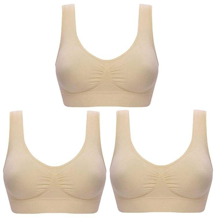 3Pcs Female Yoga Sports Bra With Removable Chest Pad Image 1