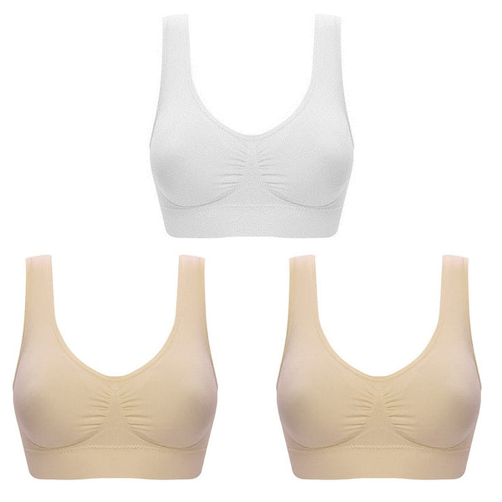 3Pcs Womens Plus Size Double Layer Sports Bra Image 1