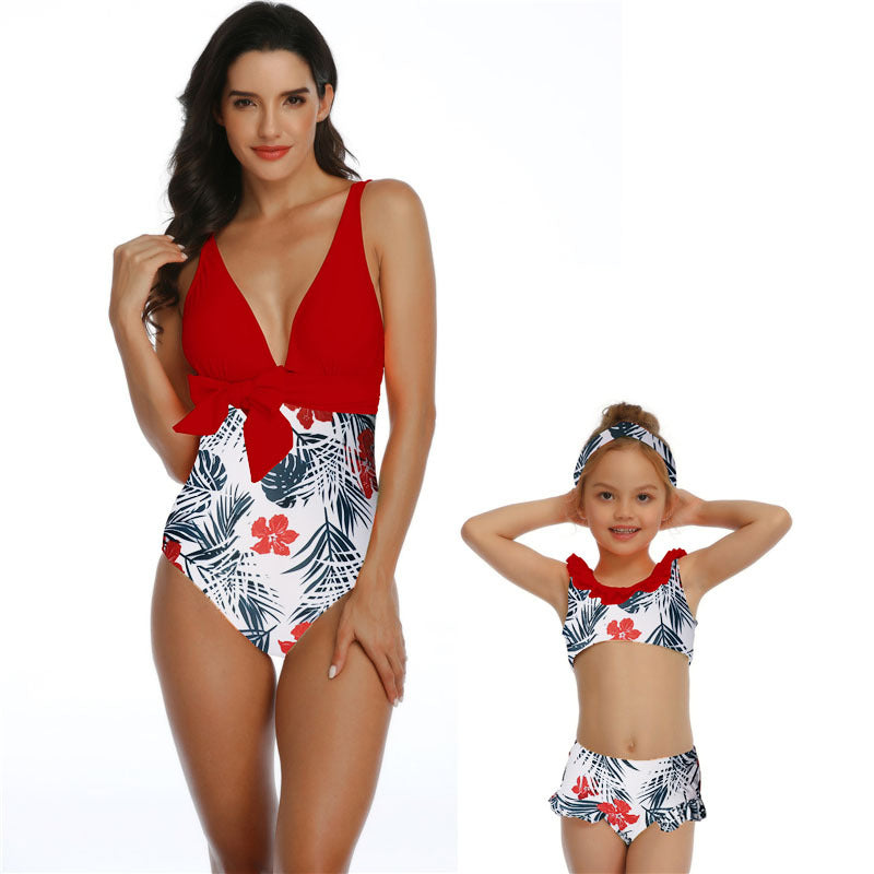 Parent-Child Swimwear One-Piece Swimsuit Image 3