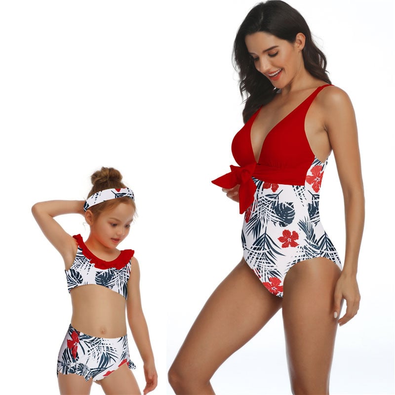 Parent-Child Swimwear One-Piece Swimsuit Image 4