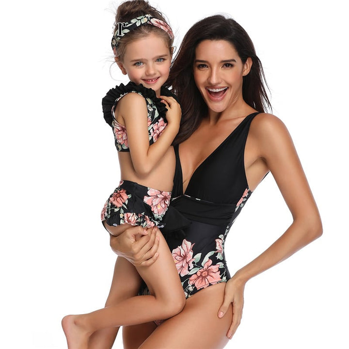 Parent-Child Swimwear One-Piece Swimsuit Image 4