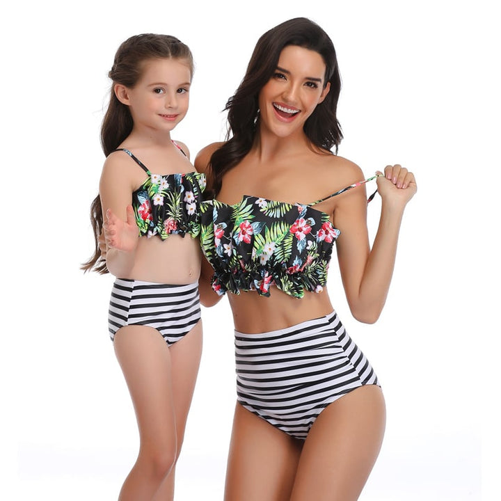 High Waist Sexy Bikini Mother And Child Swimwear Image 1