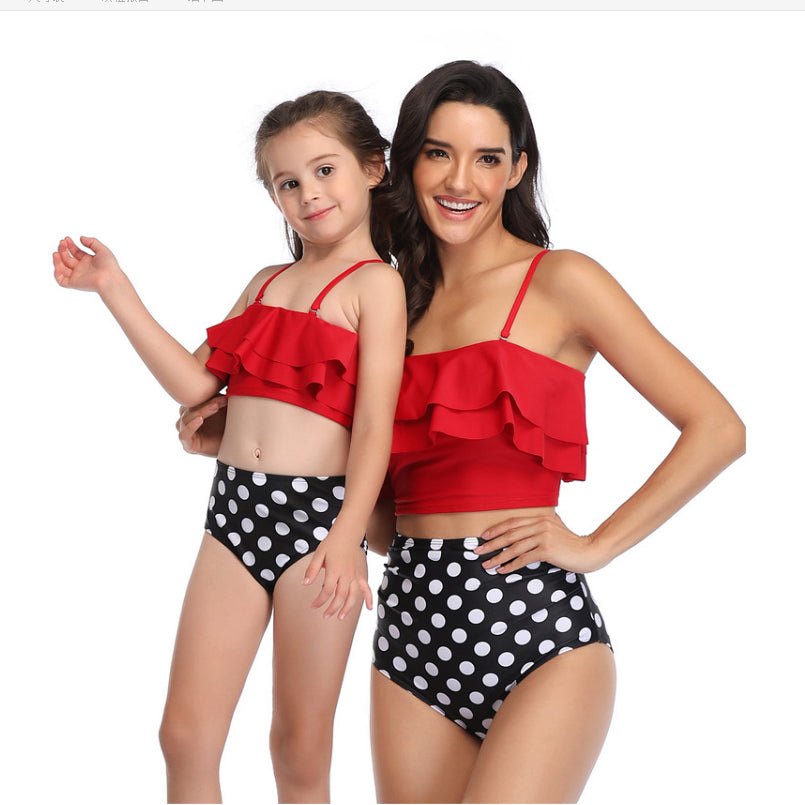 Parent-Child Swimwear High Waist Bikini Swimsuit Image 3