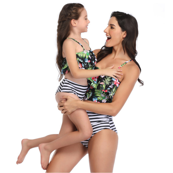 Parent-Child Swimwear High Waist Bikini Swimsuit Image 4