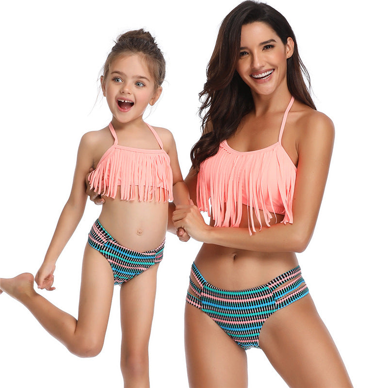 Tassel Split Bikini Parent-Child Swimwear Image 1