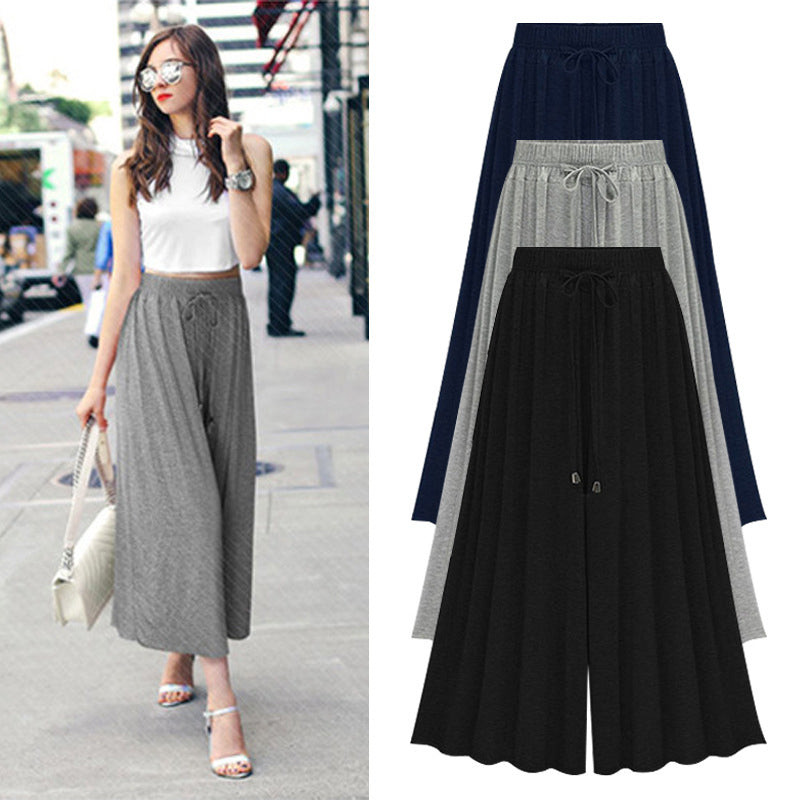 High Waist Wide Leg Womens Cropped Pants Image 1